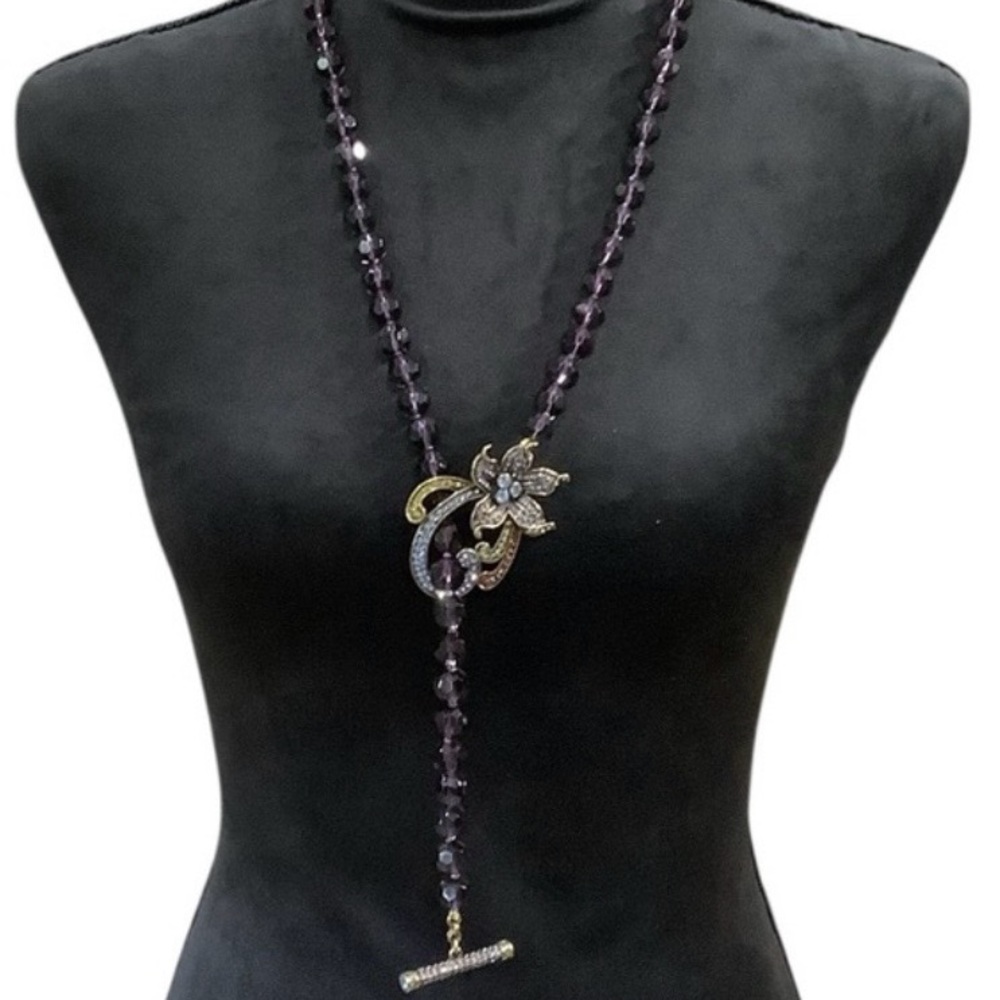 Heidi Daus - Elegant Beaded Necklace With Swarovski Crystals with Floral Pendant